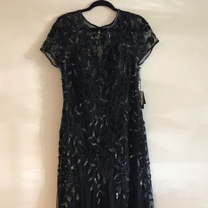 Navy Adrianna Papell Beaded Gown